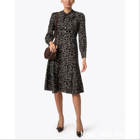 L.K. Bennett Mortimer Black and Cream Floral Shirt Dress - Picture 6 of 16